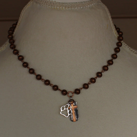 Cross Necklace with Pawprint