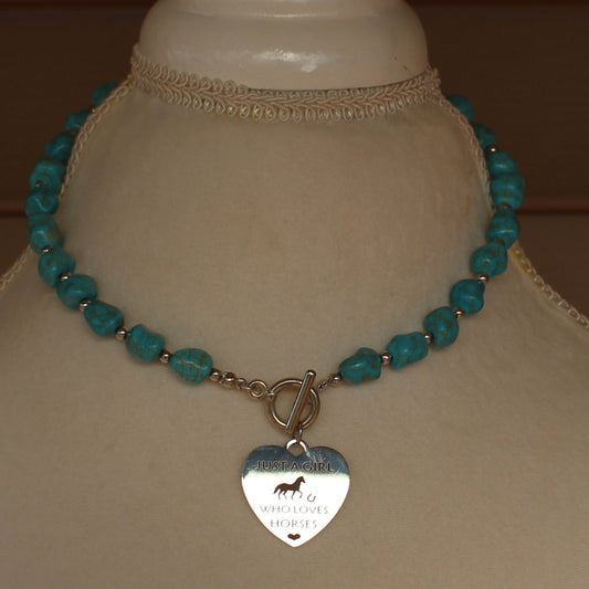 "Just a Girl Who Loves Horses" Heart Chunky Necklace