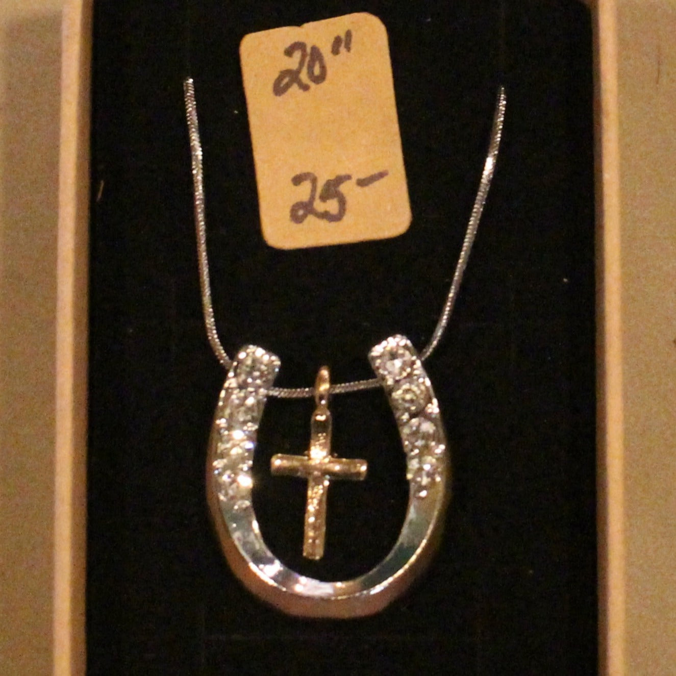 Horseshoe & Gold Cross Necklace