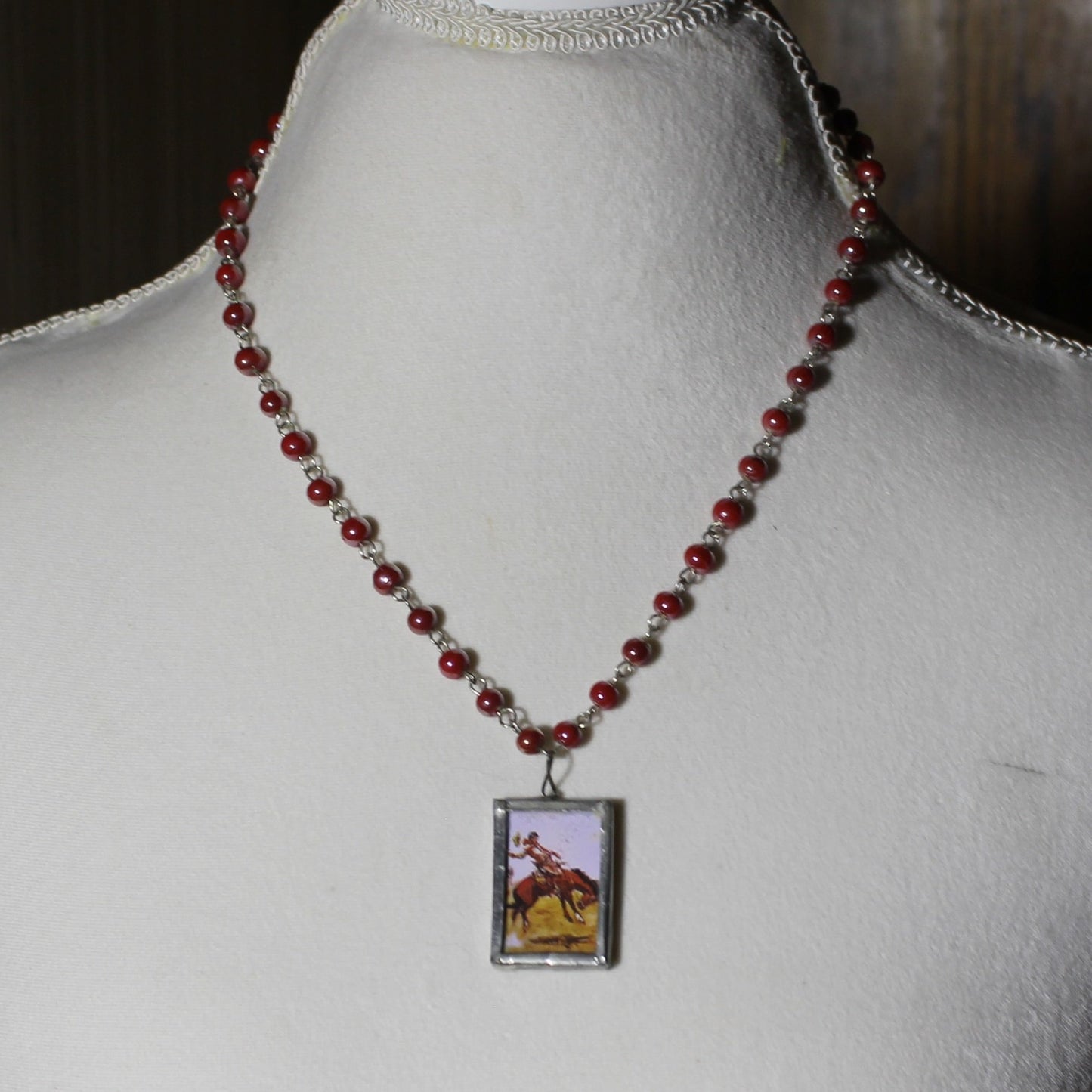 Beaded Glass Pendant Necklace