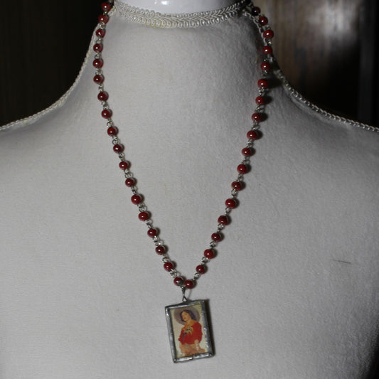 Beaded Glass Pendant Necklace