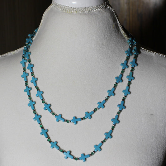 Blue Crosses Necklace